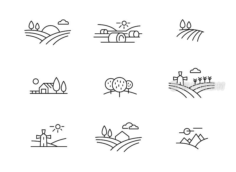 Country landscape icons